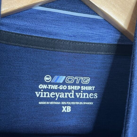 Vineyard Vines Performance 1/4 Zip On The Go Shep Shirt Blue Mens Size XB - Picture 5 of 7